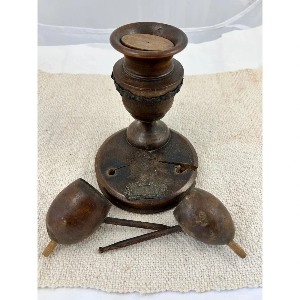 Antique Smoking Tray? All Wood Container and Cups (3286)
